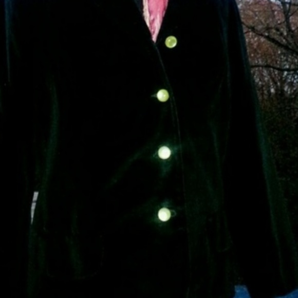 Vintage Classic Style Black Silk Velvet Blazer Moonglow buttons - Picture 2 of 7